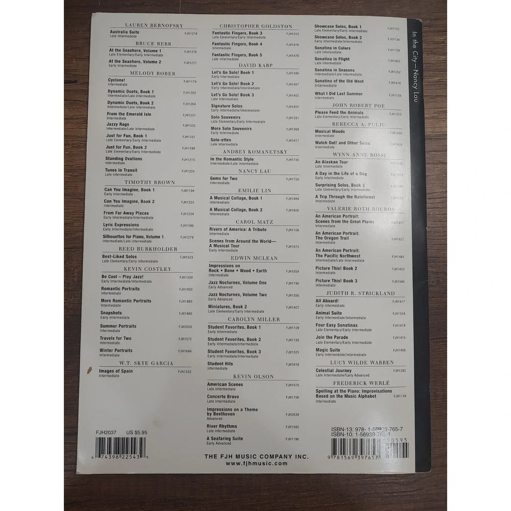 FJH COMPOSERS IN FOCUS NANCY LAU IN THE CITY MUSIC BOOK 1 PIANO 4 HANDS ADVANCED